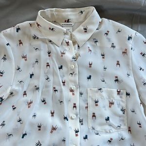 Club Monaco Silk Chair Print 3/4 Sleeve Blouse XS